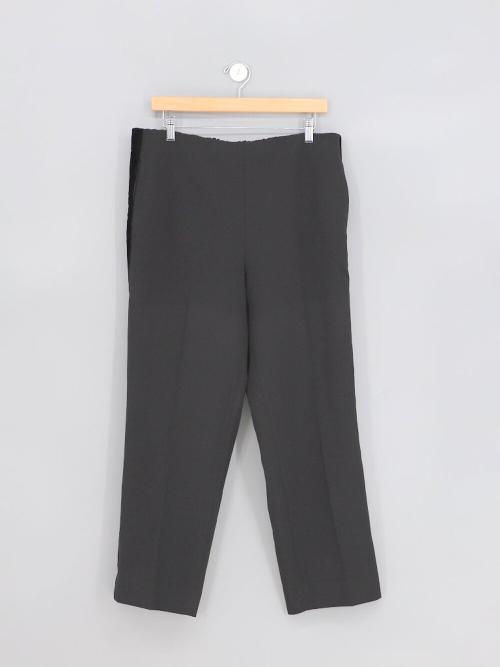 VINCE Women's Mid Rise Tapered Pull On Pants Side Velet Detail in Black Size L